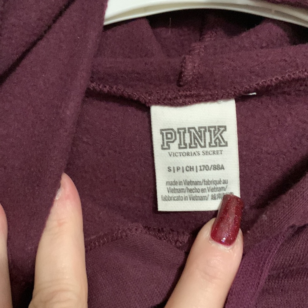 PINK by Victoria’s Secret Burgundy Sweatshirt / Hoodie size S - Picture 2 of 7